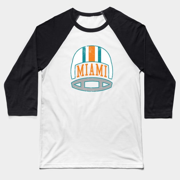 Miami Retro Helmet - White Baseball T-Shirt by KFig21